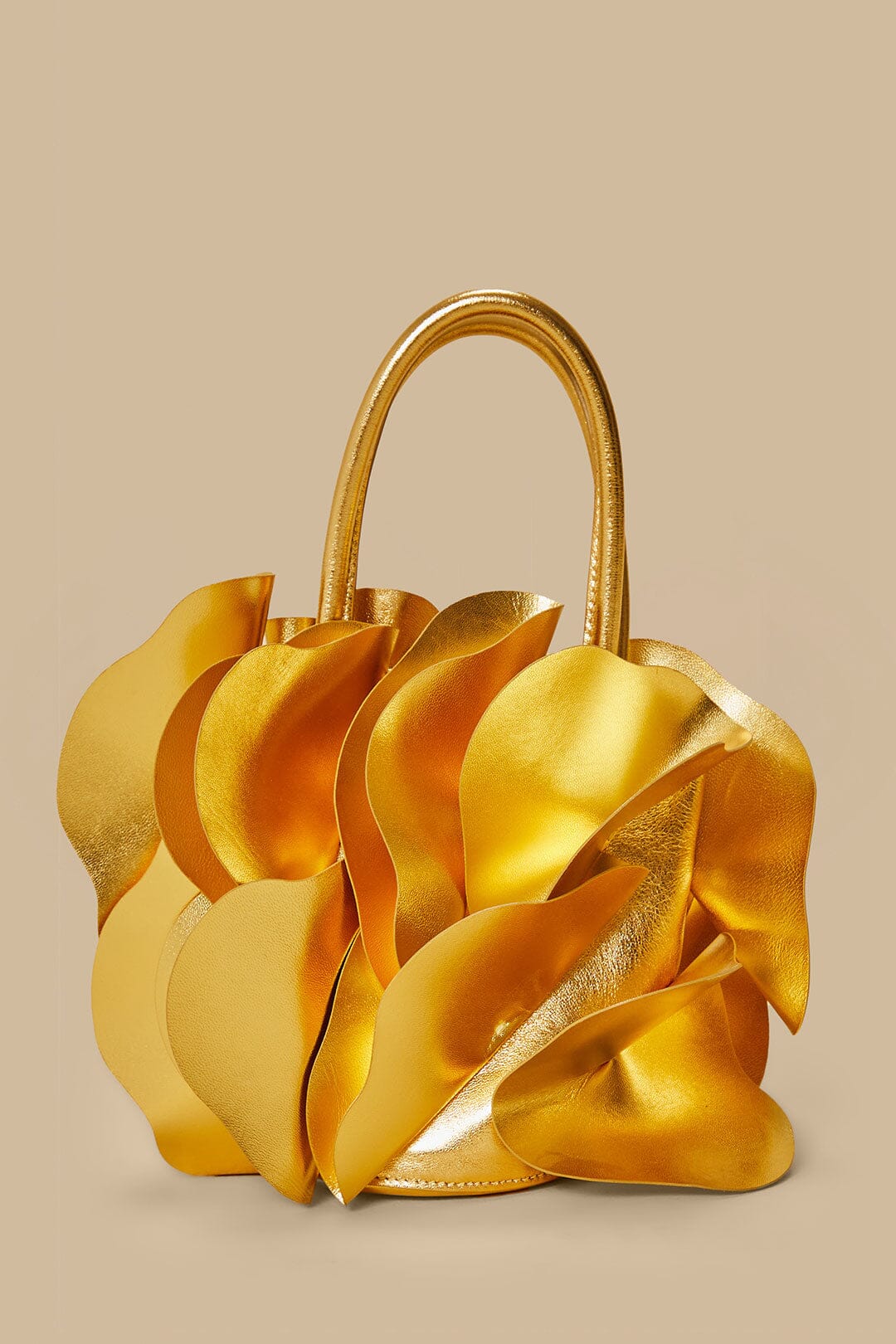 Gold Leather Flower Bag